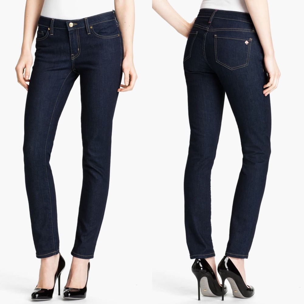 Kate Spade Brooke Street Skinny Jeans w/pink seams